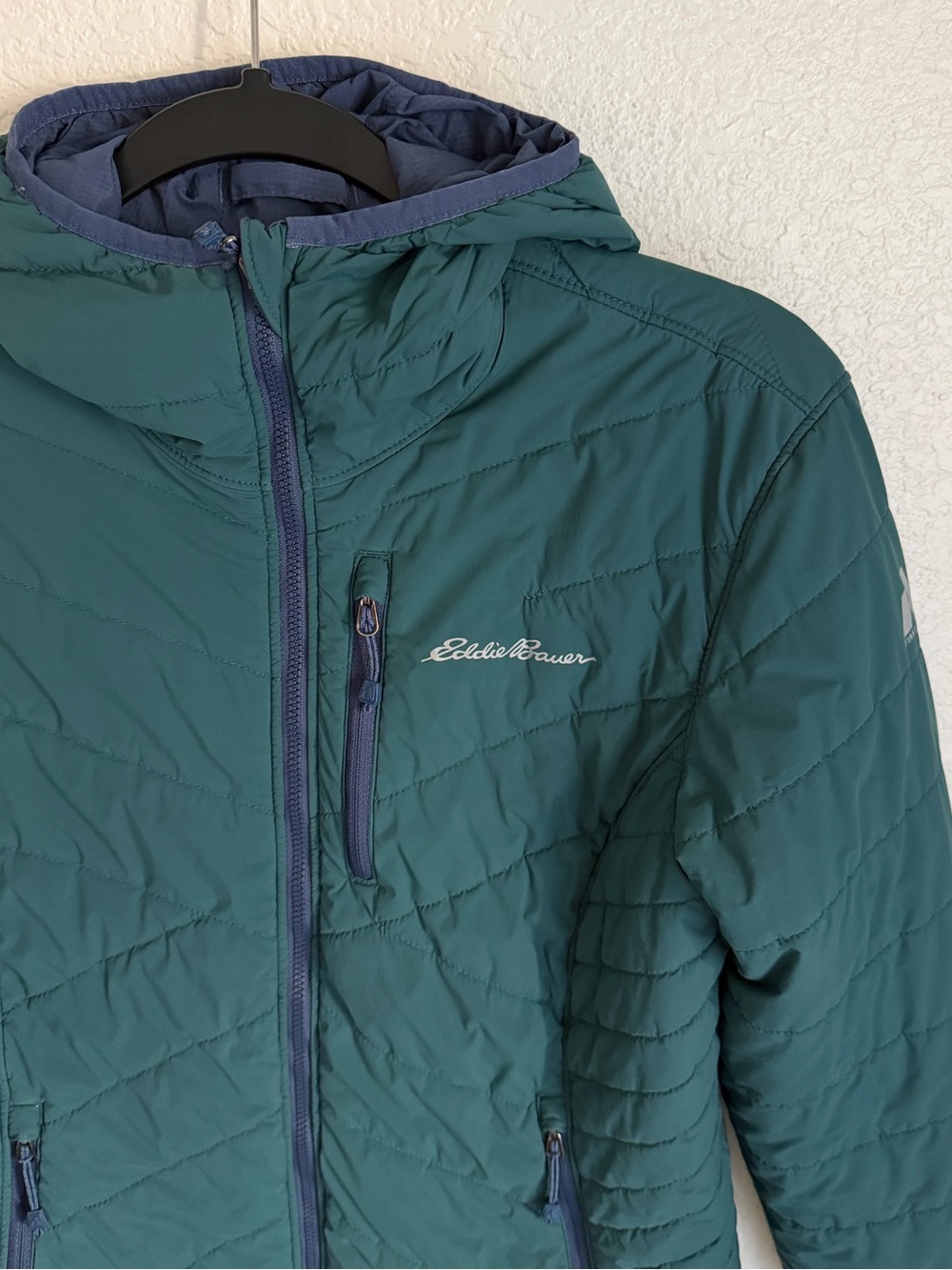 Eddie Bauer Women's Ignitelite Stretch Reversible Hooded Jacket M Green Blue - Picture 4 of 14
